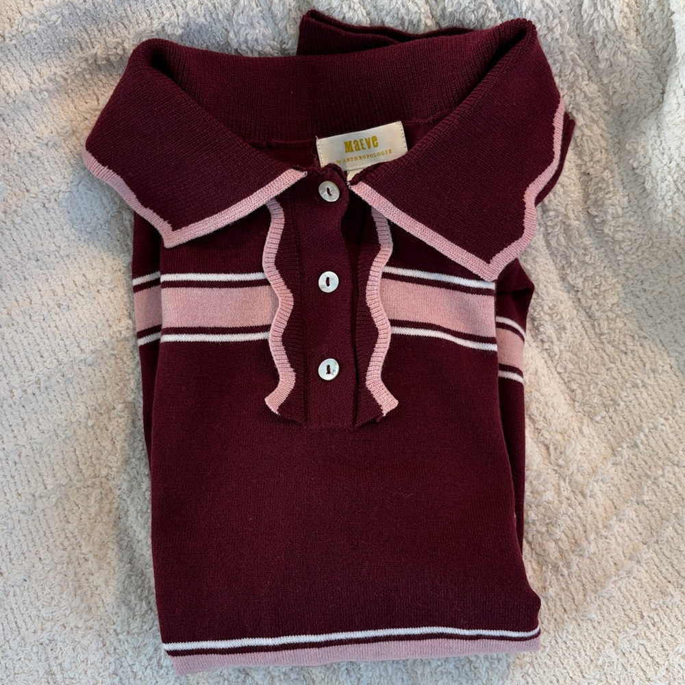 Anthropologie NWOT Design History x Maeve Scallop-Collar Sweater